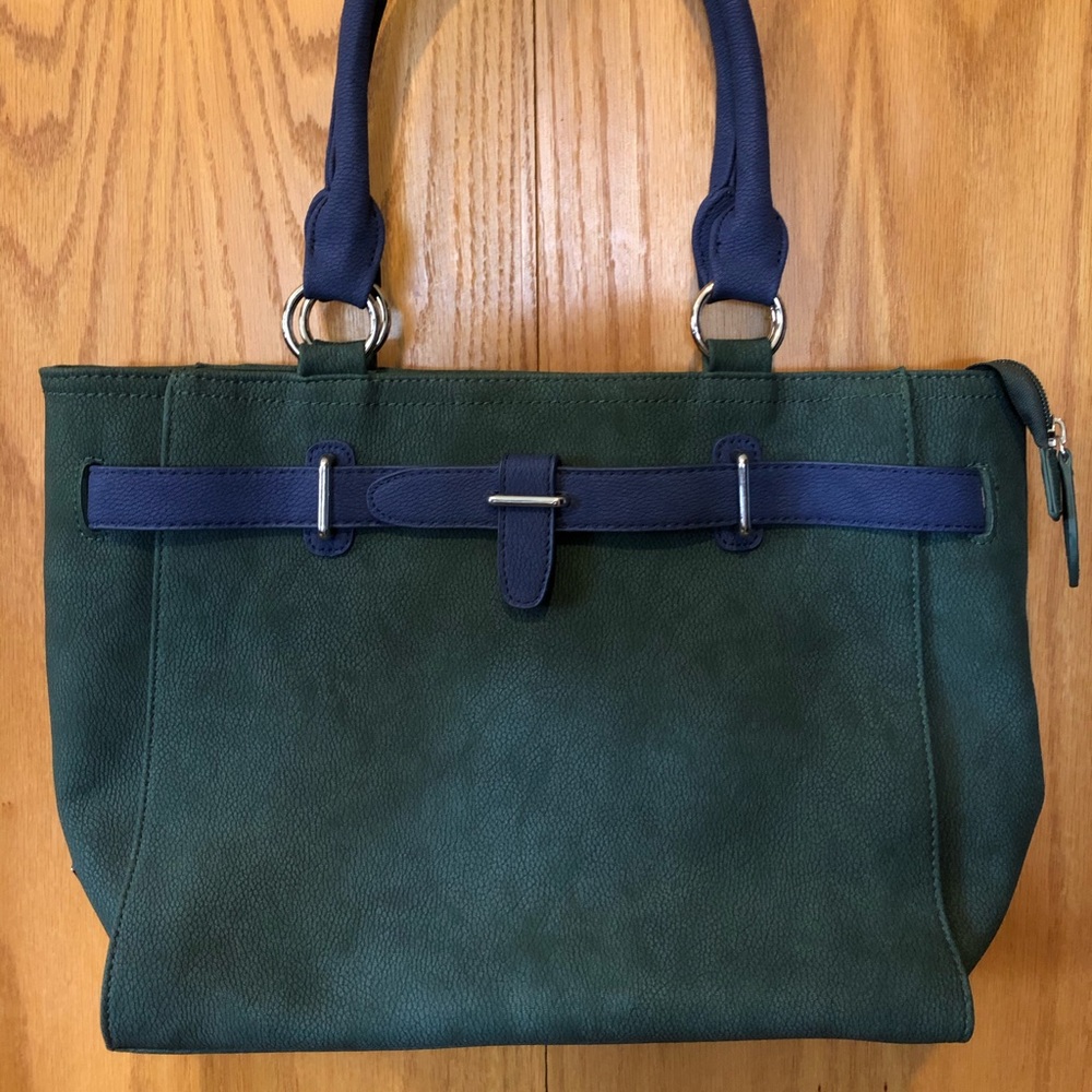 Green and blue tote